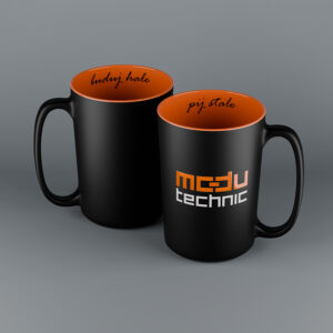 Czarno-pomarańczowe kubki Giant z nadrukiem wewnątrz i na zewnątrz