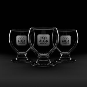 Szklanki do whisky z logo. Grawer Alga Wood